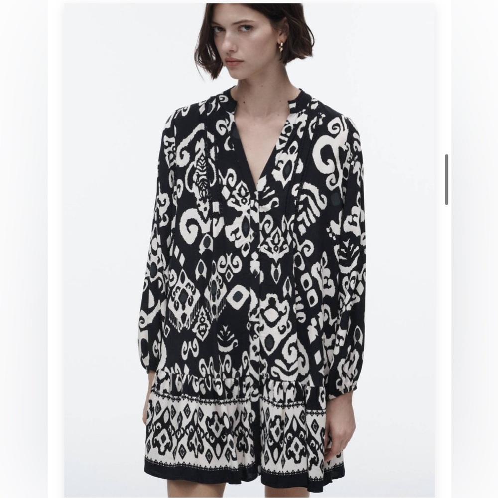 ZARA SIZE SMALL, black and white tunic dress, flowy fit tags on